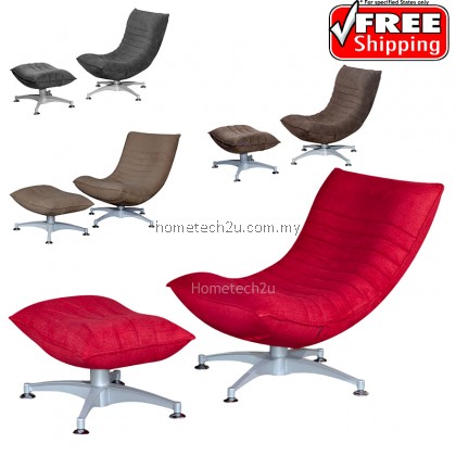 Fabric  One Seater Swivel Recliner Chair with 1 Pour For Leg